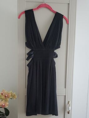 Express Black Cutout Deep V Mini Dress